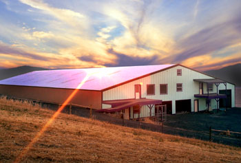 Steel building living quarters and stables combination