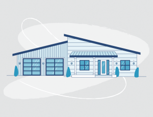 illustration of a house made from a pre-fabricated metal building